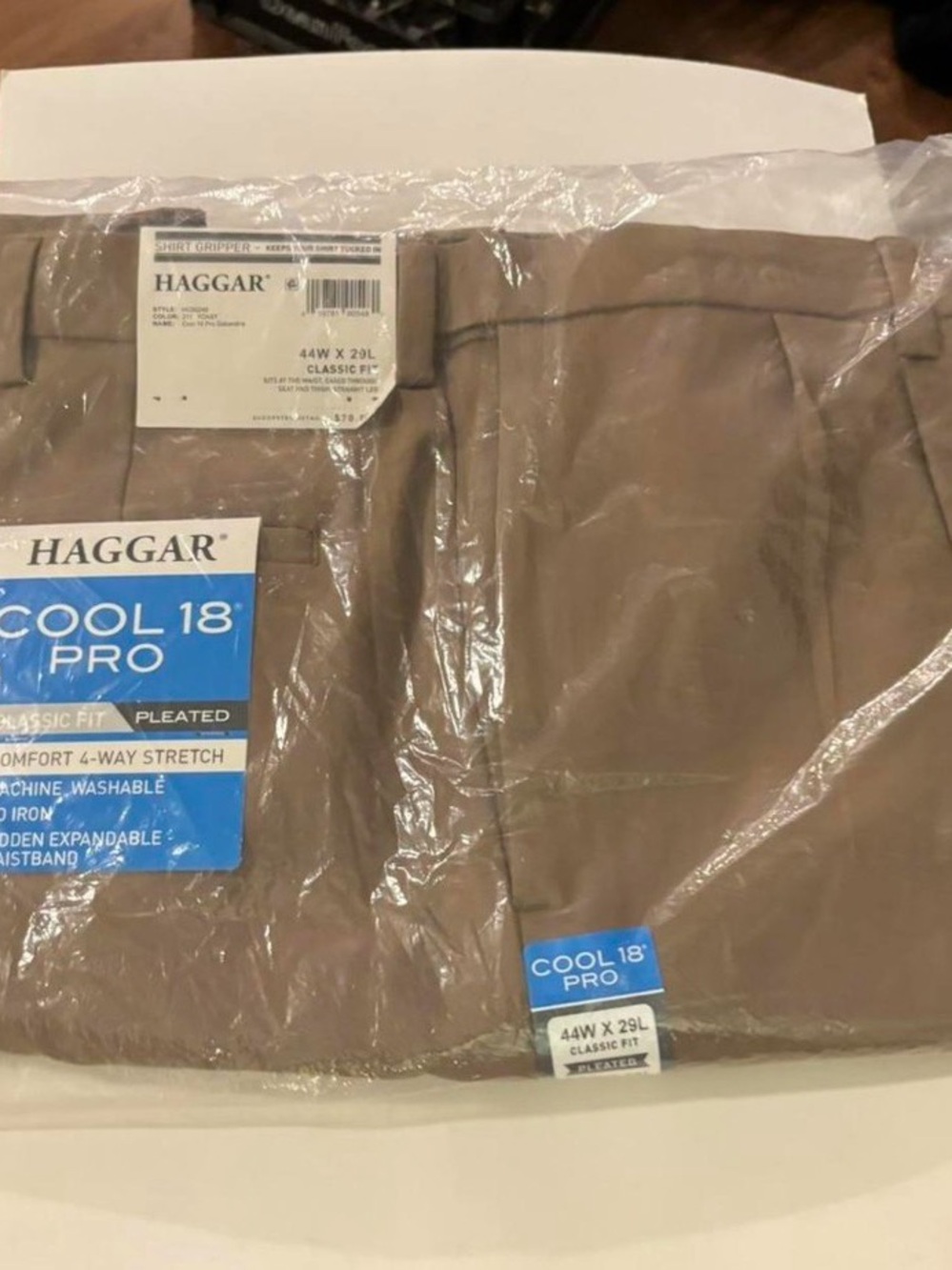 Haggar Cool 18 Pro brown trousers, Size: 44" #workwear #pleated